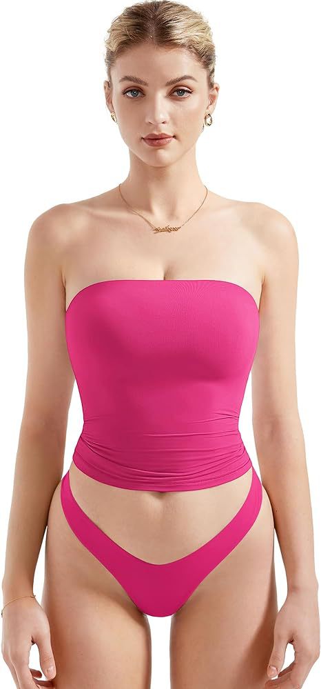 Damen Bandeau Bikini-Set mit modischem High-Waist-Schnitt EB