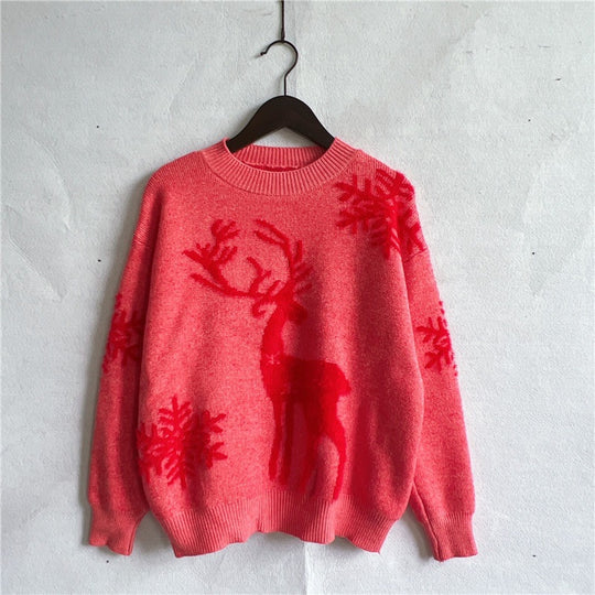 Damen Weihnachtspullover mit festlichem Rentierdesign und hochwertiger Strickqualität EB