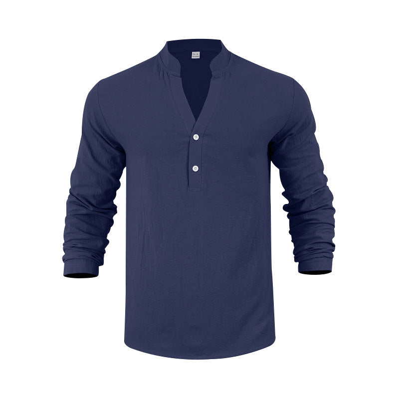Herren Langarmshirt mit modischem Stehkragen und eleganten Knopfdetails EB