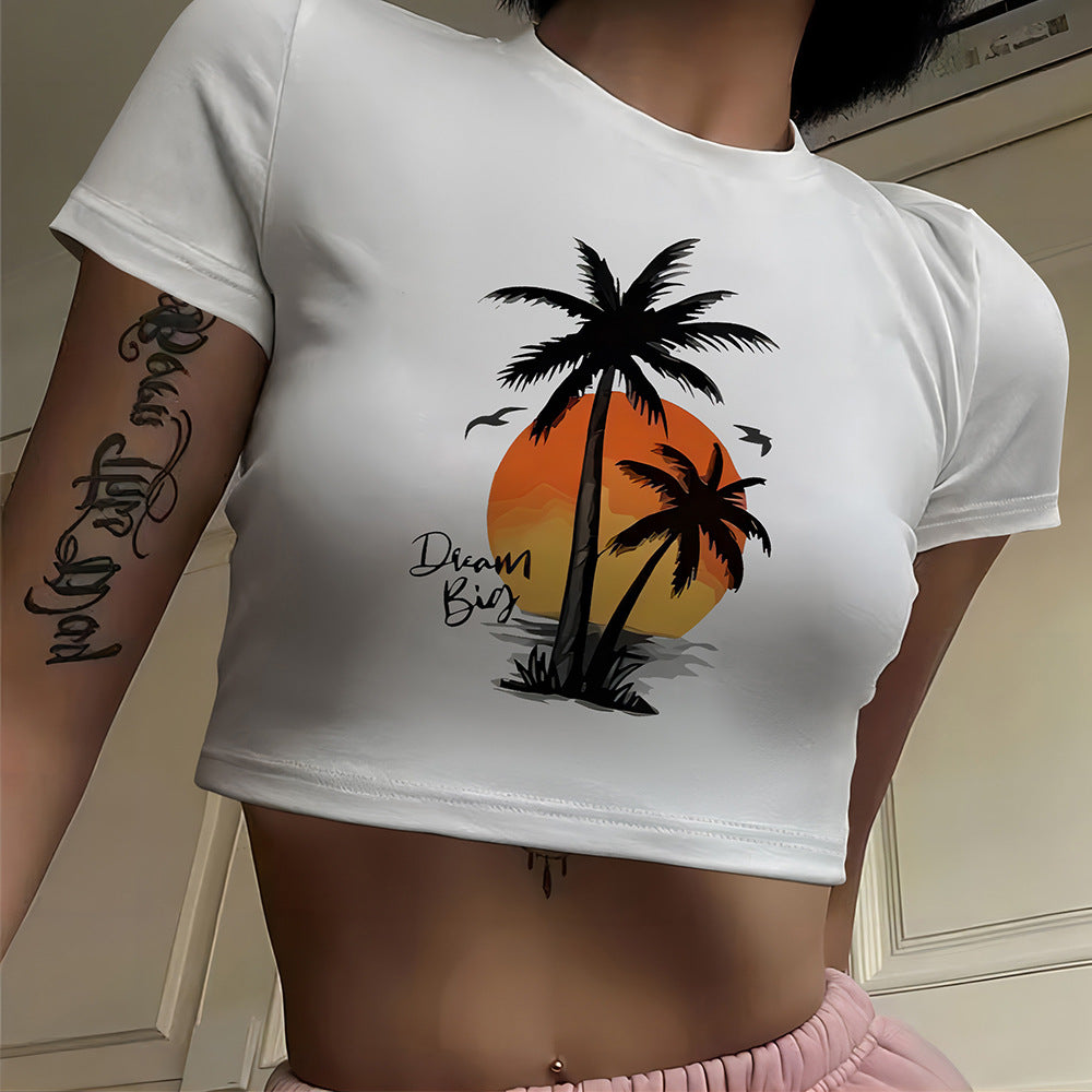 Damen Crop-Shirt mit verspieltem Geistermotiv EB