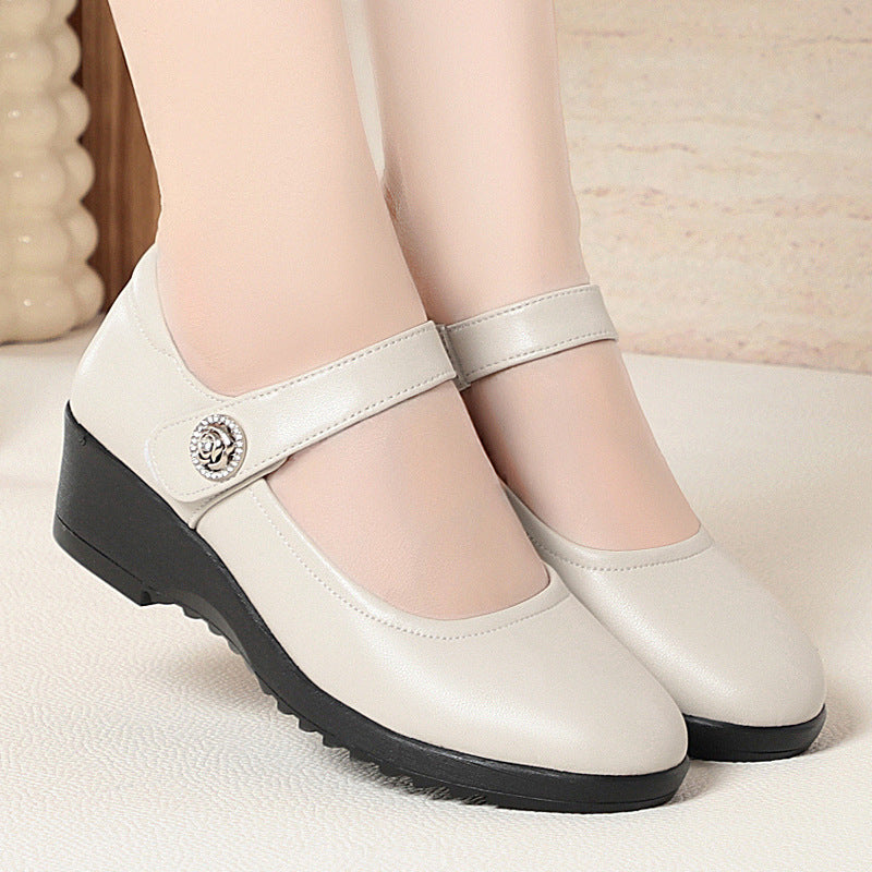 Damen Mary Jane Ballerinas mit modischem Riemen und bequemem Absatz EB