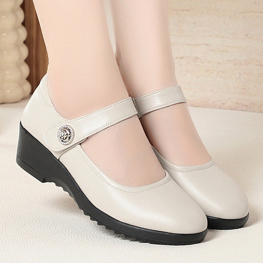 Damen Mary Jane Ballerinas mit modischem Riemen und bequemem Absatz EB