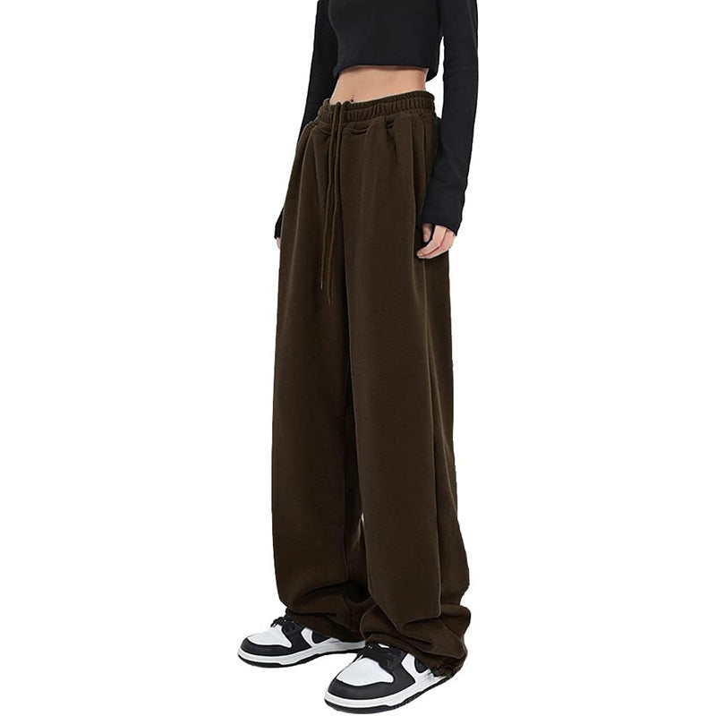 Damen nan locker fallende Sweatpants mit extra weitem Bein, hohem Bund und Kordelzug EB