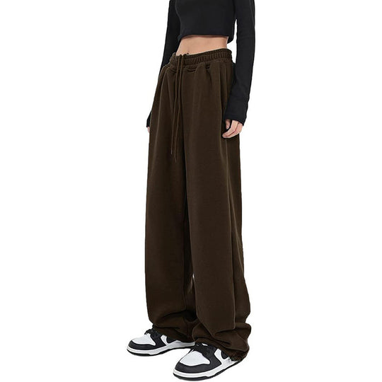 Damen nan locker fallende Sweatpants mit extra weitem Bein, hohem Bund und Kordelzug EB