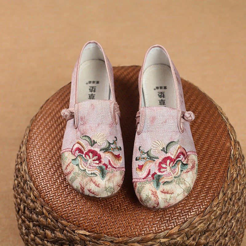 Damen elegante und bequeme Ballerinas mit floralem Stickdesign EB
