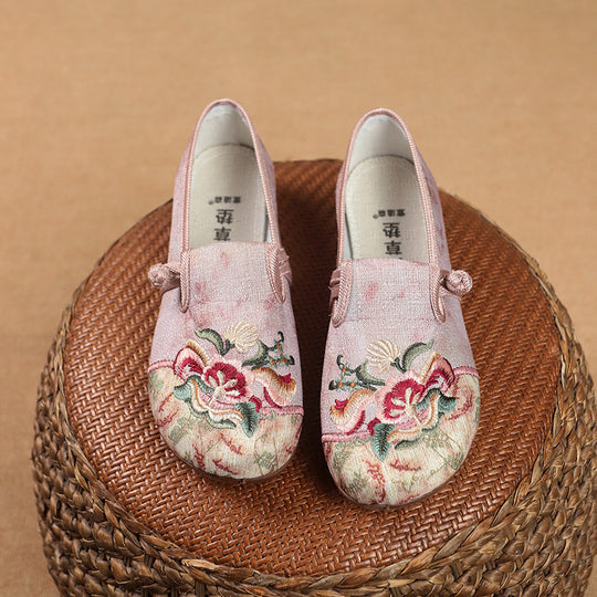 Damen elegante und bequeme Ballerinas mit floralem Stickdesign EB
