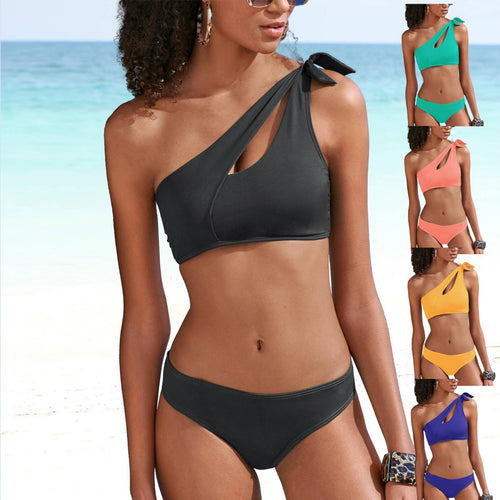 Damen asymmetrischer Bikini mit modischen Cut-Outs EB