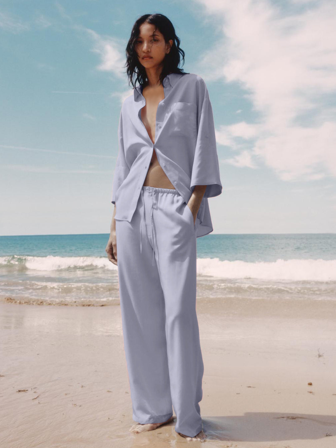 Damen lässiges Satin-Set EB
