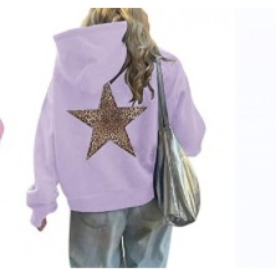 Damen Kapuzenpullover mit glitzerndem Sternmotiv EB