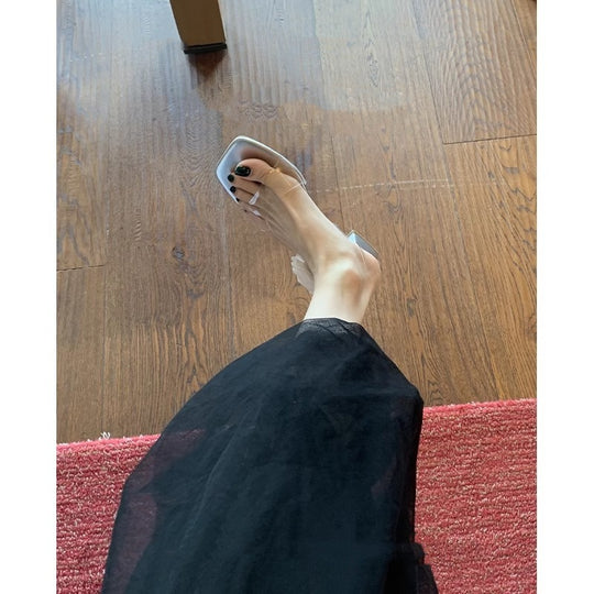 Damen elegante Mules mit dekorativen Blumenakzenten EB
