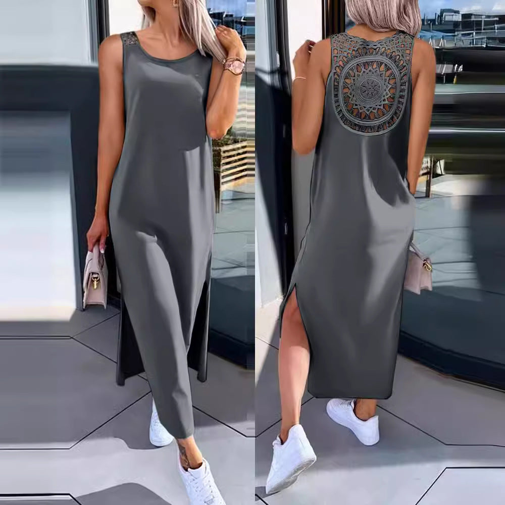 Damen Maxi-Kleid mit handgefertigter Spitze EB