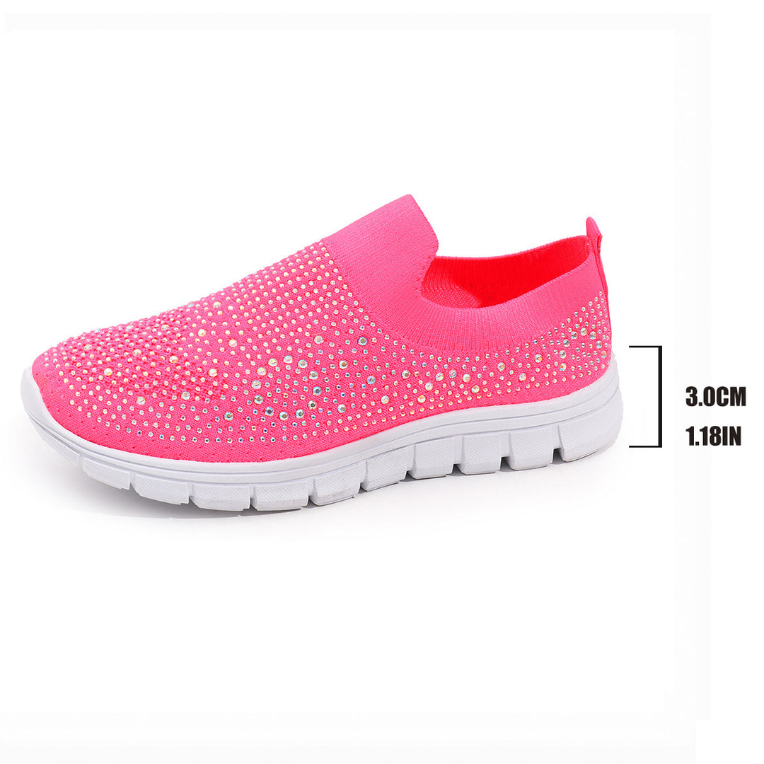 Damen Slip-On Sneakers mit funkelnden Strass-Applikationen EB