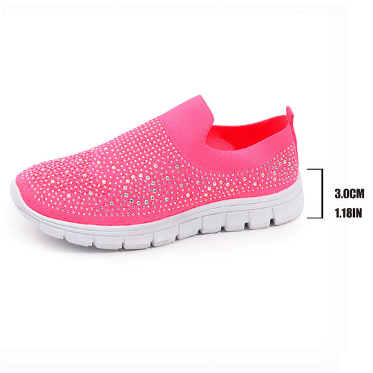 Damen Slip-On Sneakers mit funkelnden Strass-Applikationen EB