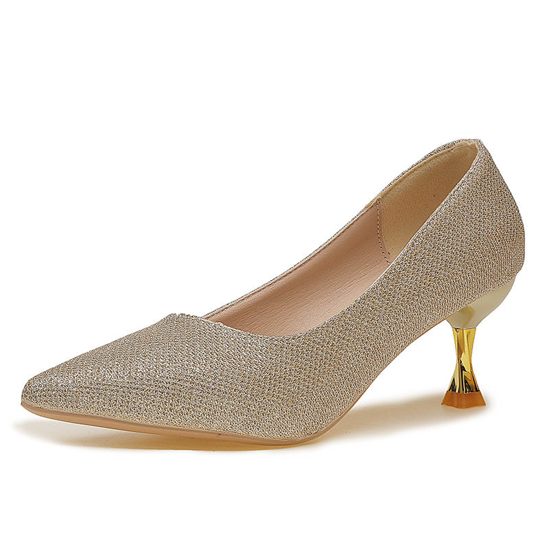 Damen Elegante Pumps mit funkelndem Akzent und geschwungenem Absatz EB