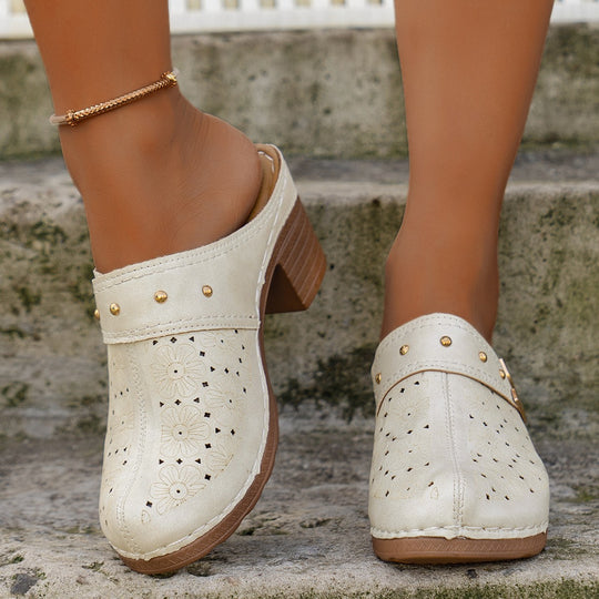 Damen Hohe Clogs mit floralem Muster und ergonomischem Fußbett EB
