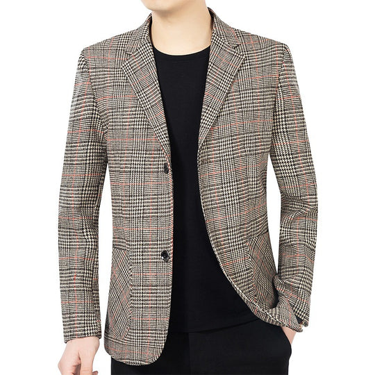 Herren Sakko mit Glencheckmuster schlanke Schnittführung und Zweiknopf-Silhouette EB