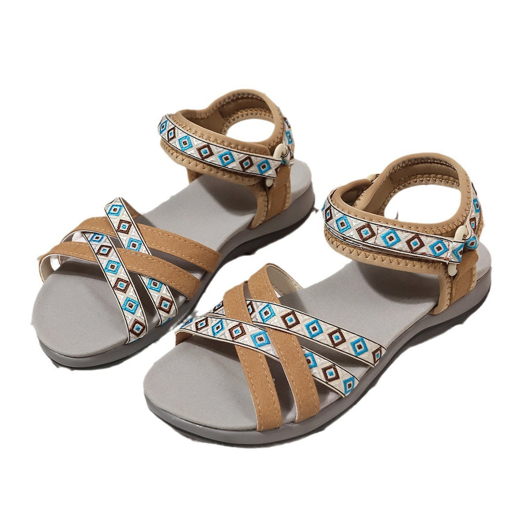 Damen Komfortable Riemensandalen mit modischem Ethno-Muster EB