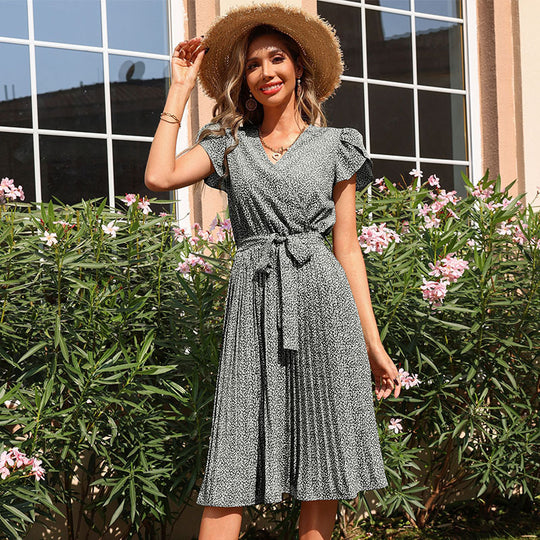 Damen Midikleid mit verspieltem Bindegürtel und elegantem Faltenwurf EB