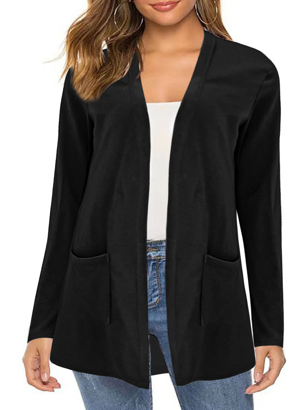 Damen Langarm Cardigan mit praktischen Taschen und offenem Schnitt EB