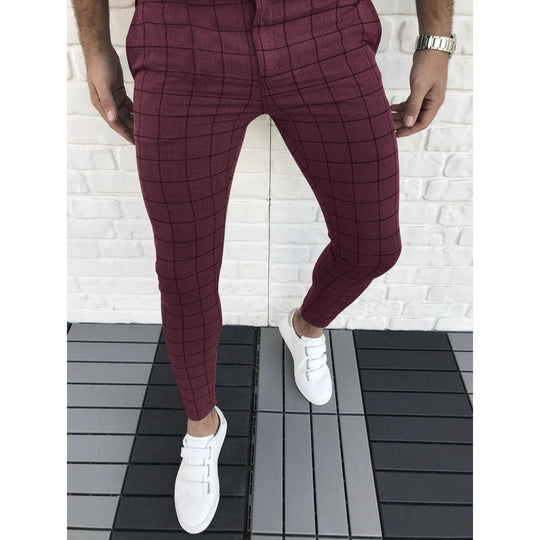 Herren Karierte Anzughose im Slim Fit Stil EB