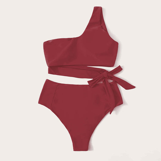 Damen Triangel-Bikini mit asymmetrischem Schnitt und eleganten Bindebändern EB