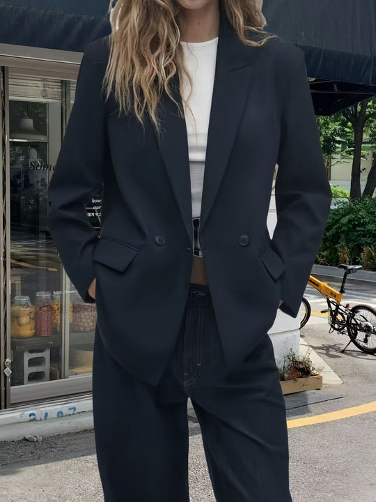 Damen Eleganter Blazer mit doppelt geknöpften Lappen EB