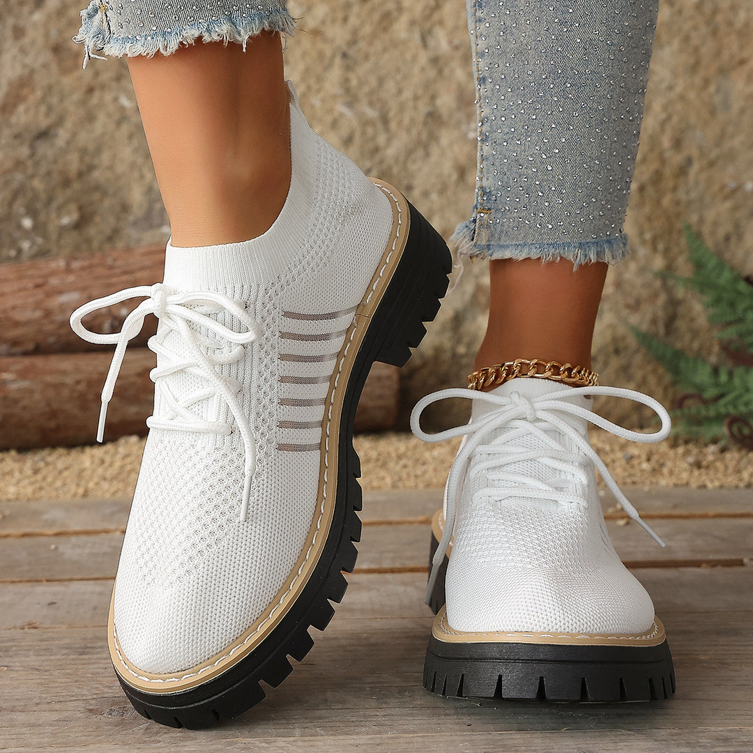 Damen Bequeme Sneaker mit atmungsaktivem Strickdesign und robustem Profil EB
