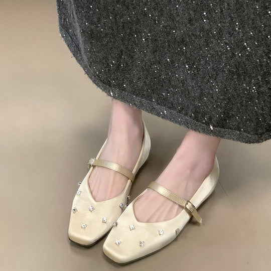 Damen Ballerinas mit dekorativen Strassdetails und komfortablem Riemchen EB