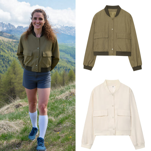 Damen cropped Utility-Jacke mit praktischen Taschen EB