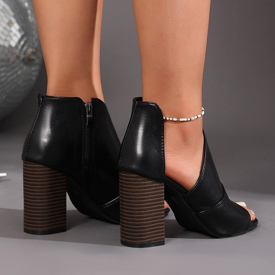 Damen Sandaletten mit peep-toe Design und modischem Reißverschluss EB