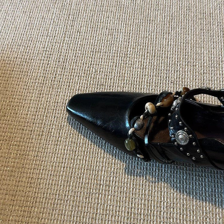 Damen stilvolle Ballerinas mit dekorativer Schnallenverzierung EB