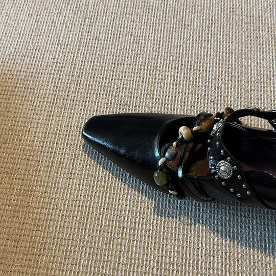 Damen stilvolle Ballerinas mit dekorativer Schnallenverzierung EB