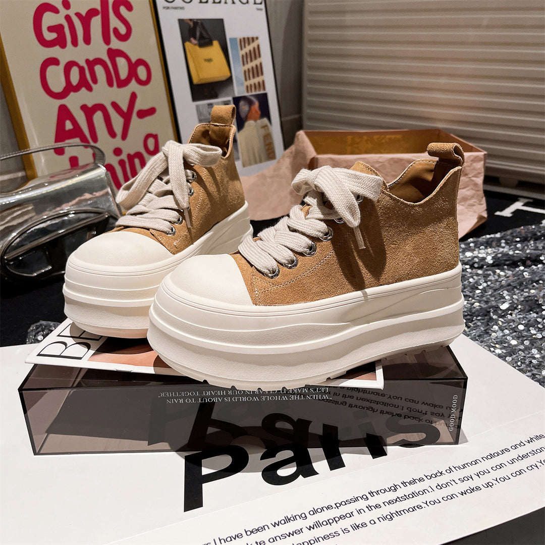 Damen Sportliche Chunky Sneakers mit hohem Plateau und atmungsaktiver Oberflächenstruktur EB