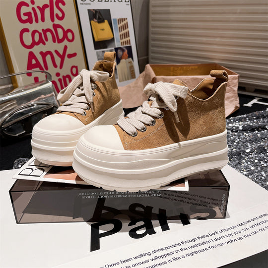 Damen Sportliche Chunky Sneakers mit hohem Plateau und atmungsaktiver Oberflächenstruktur EB