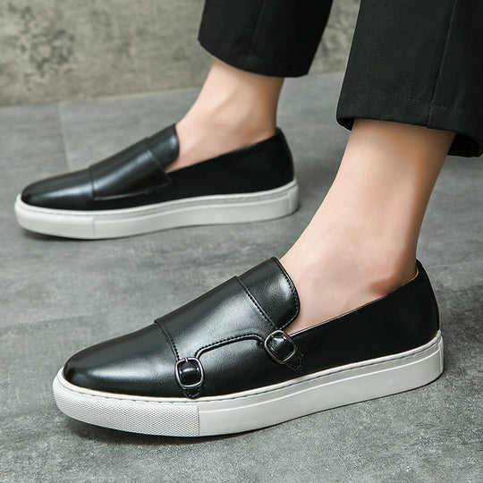 Damen Elegante Slip-On Schuhe mit dekorativen Schnallen aus hochwertigem Leder EB