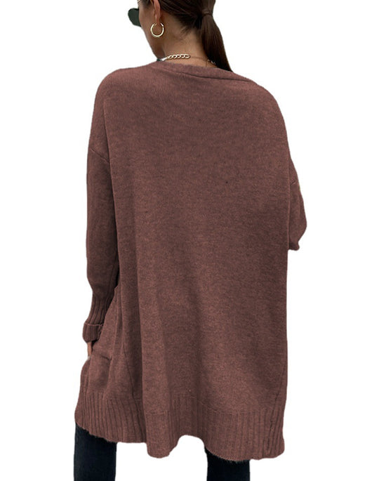 Damen lässiger Strickcardigan mit aufgesetzten Taschen und komfortablem Schnitt EB