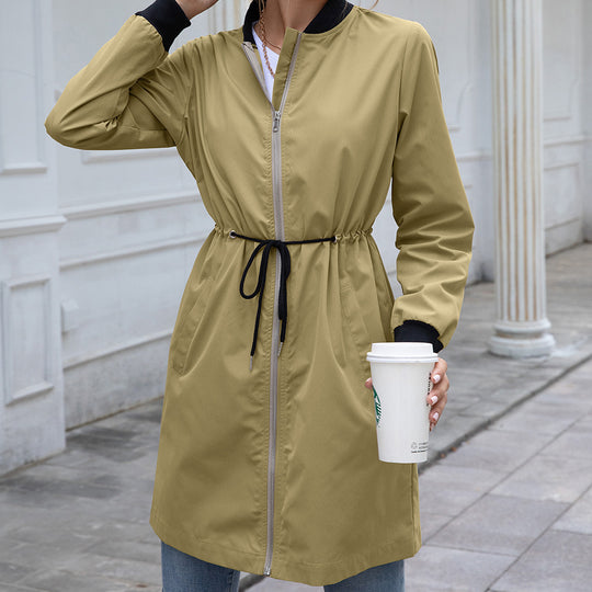 Damen funktionale Übergangsjacke mit Taillenzug und praktischen Taschen EB