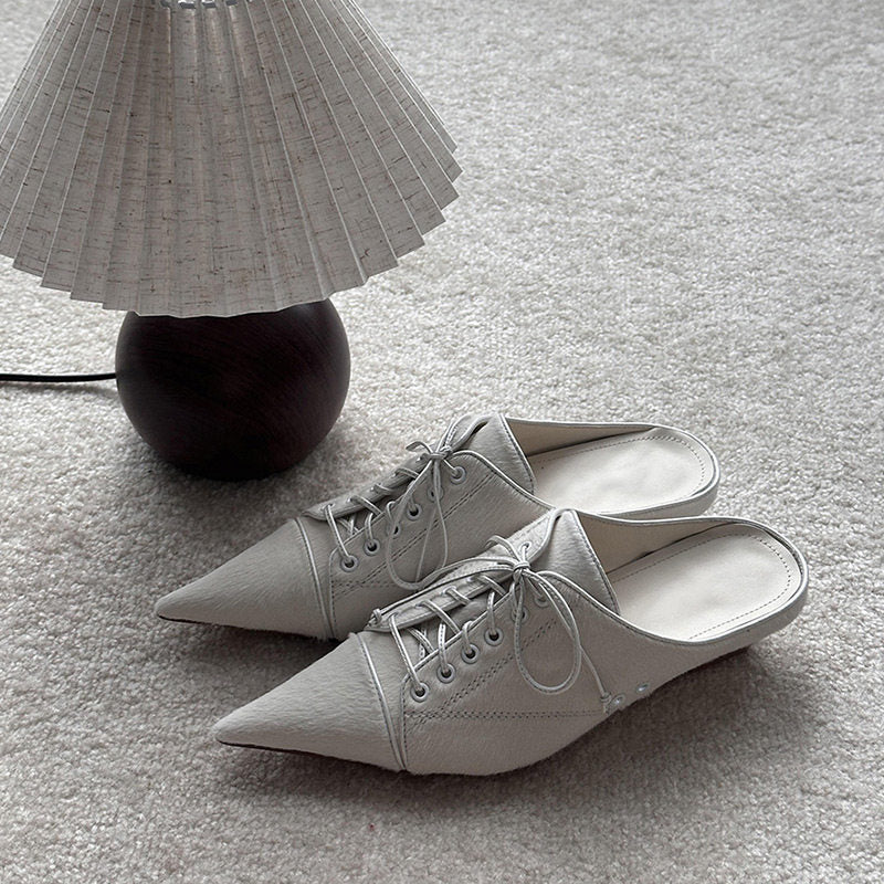 Damen elegante Schnürschuhe mit spitzem Schuhdesign und feinem Leder EB