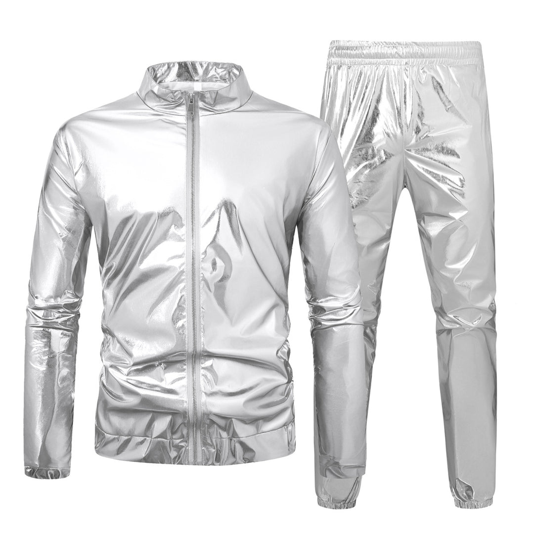 Herren nan Bomberjacke mit durchgehendem Reißverschluss, reflektierendem Metallic-Finish und elastischen Bündchen EB