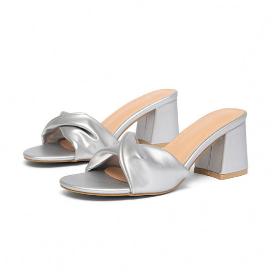 Damen Hochhackige Riemchen-Sandalen mit dekorativem Knotendesign EB
