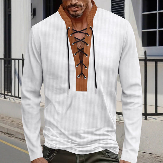 Herren modisches Langarmshirt mit Schnürung EB
