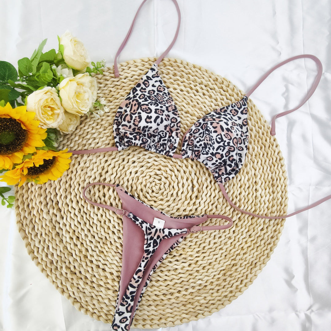 Damen Triangel-Bikini-Set mit fröhlichem Kirschmuster und verstellbaren Trägern EB