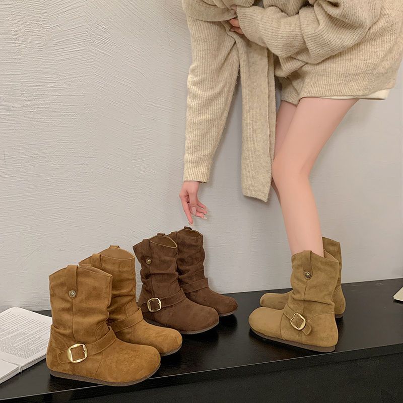 Damen Stiefeletten mit modischem Raffungselement und praktischen Schnallen EB