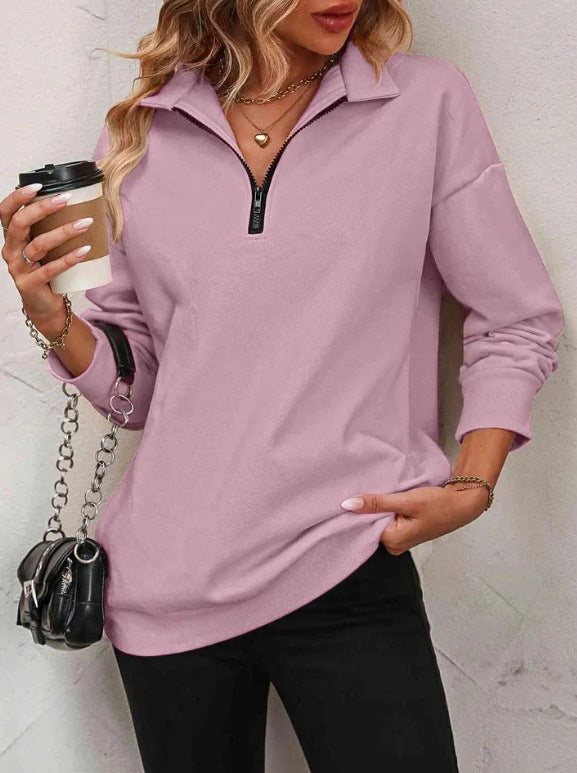 Damen Sweatshirt mit praktischer Reißverschlussöffnung und lässigem Schnitt EB