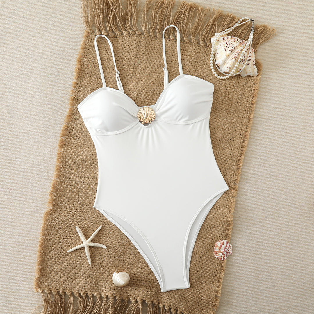 Damen Eleganter Badeanzug mit Muschel-Detail EB