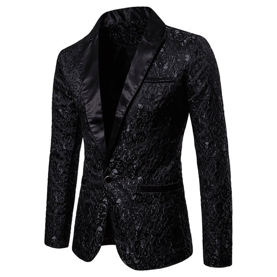Herren eleganter Samtblazer mit kunstvollem Muster EB