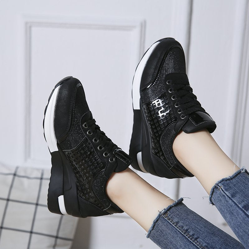 Damen Sneaker mit Leopard-Print und atmungsaktiver Mesh-Oberfläche EB