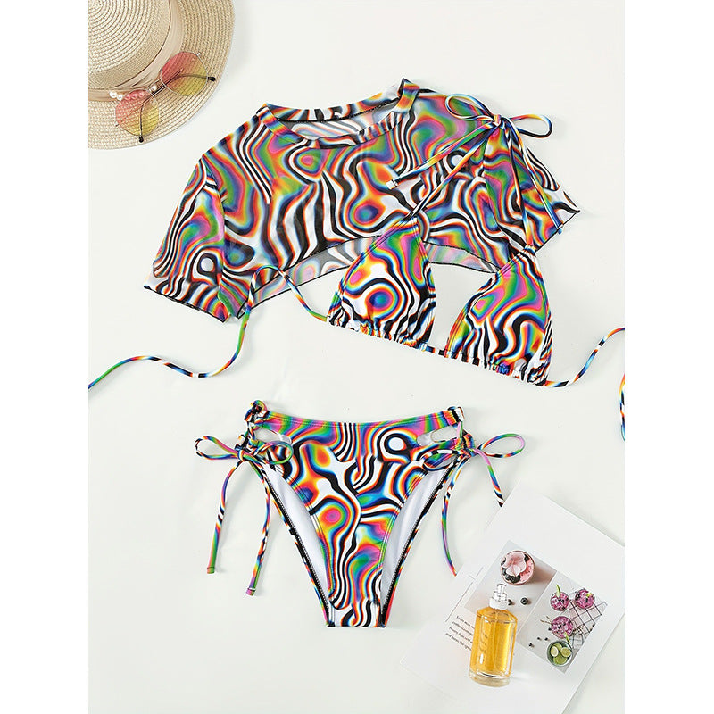 Damen Bikini-Set mit transparentem Oberteil und verstellbaren Trägern EB