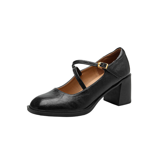 Damen Mary Jane Pumps mit elegantem Riemchen und komfortablem Blockabsatz EB
