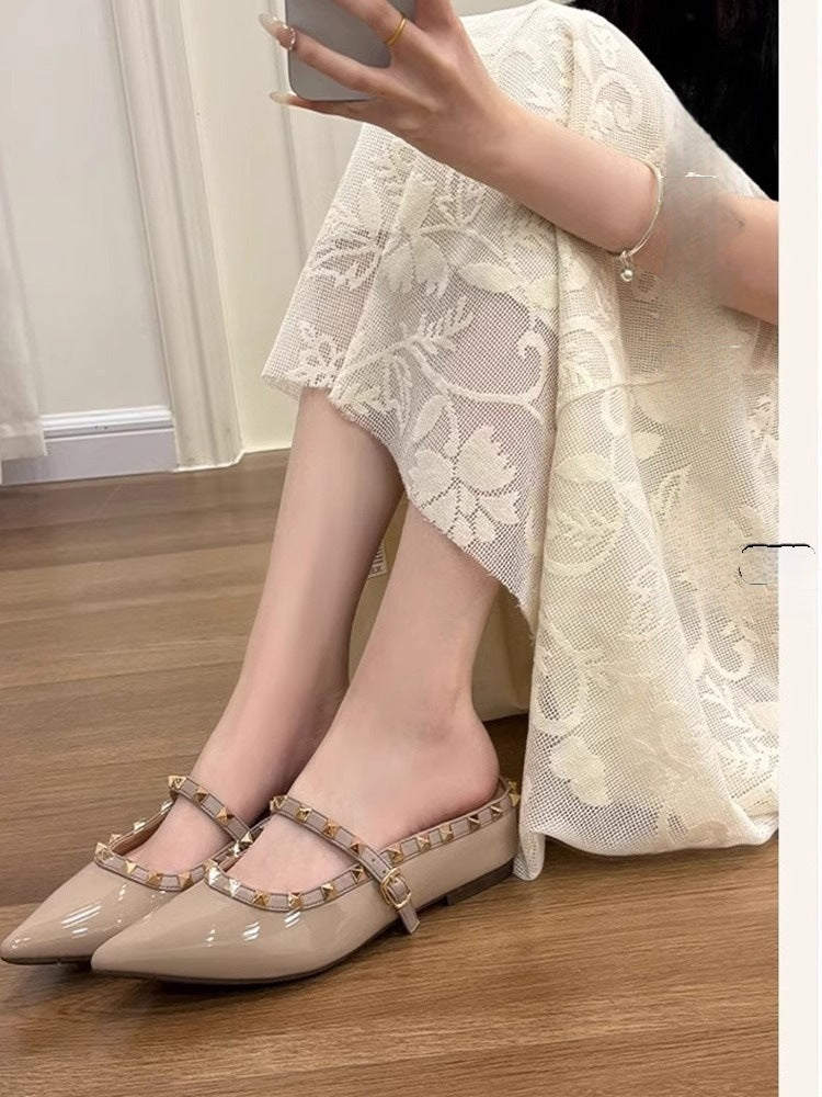 Damen elegante Slingback Ballerinas mit dekorativen Nieten EB